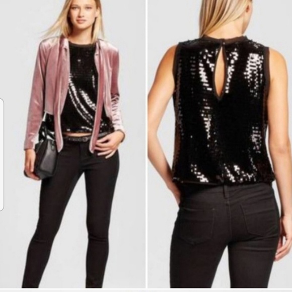 Celebrity Style Black Sequin Top - Picture 5 of 5
